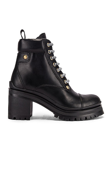 ブーツその他 MIUMIU ANTIQUED LEATHER COMBAT BOOTS Black Leather Boots | Miu Miu
