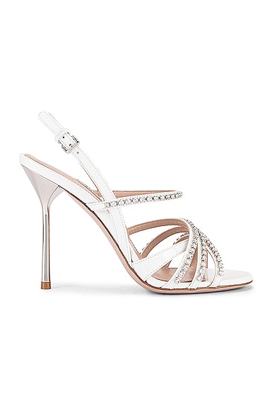 MIU High Heeled Sandals 50 White Sheepskin 627364
