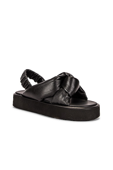 Shop Miu Miu Padded Leather Flatform Sandals In Nero