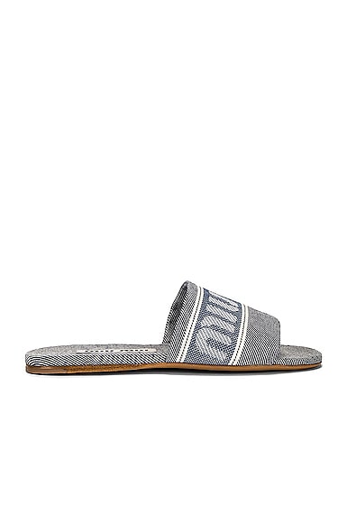 Denim Jacquard Flat Sandals