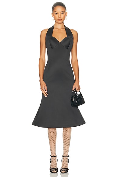 Marc Jacobs Sculpted Satin Halter Dress in Black
