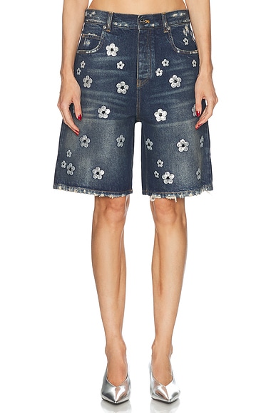 Marc Jacobs Sequin Daisy Wide Leg Short in Vintage Indigo