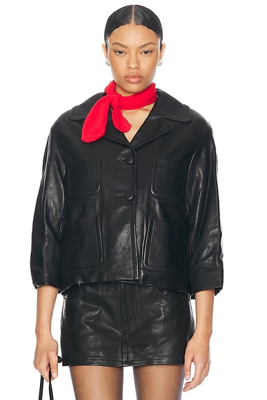 Isabel Marant Etoile Kady Washed Leather Jacket in Black FWRD