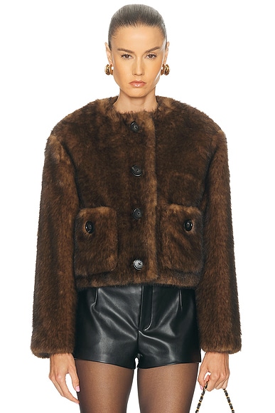 Marc Jacobs Teddy Cropped Jacket in Ebony