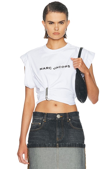 Marc Jacobs Pop J Marc Logo Drape Seam Tee in White