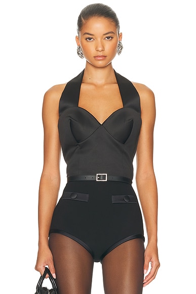 Marc Jacobs Sculpted Satin Halter Top in Black