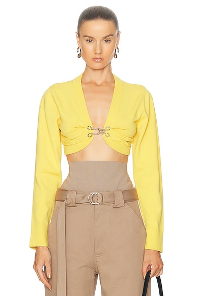 Moschino Jeans Long Sleeve Cardigan in Yellow