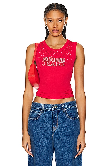 Moschino Jeans Tank Top in Fantasy Print Pink