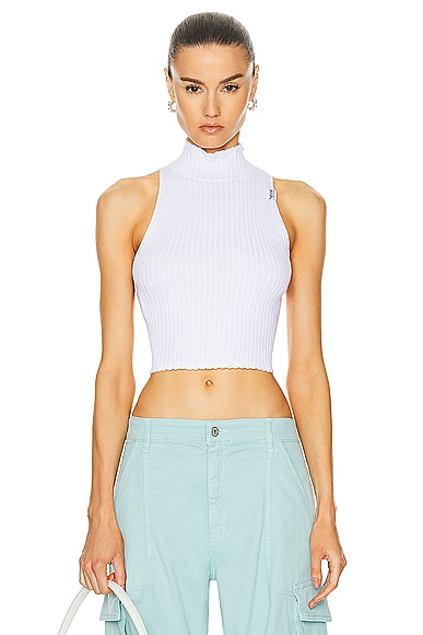 Moschino Jeans Mock-neck Tank Top in White