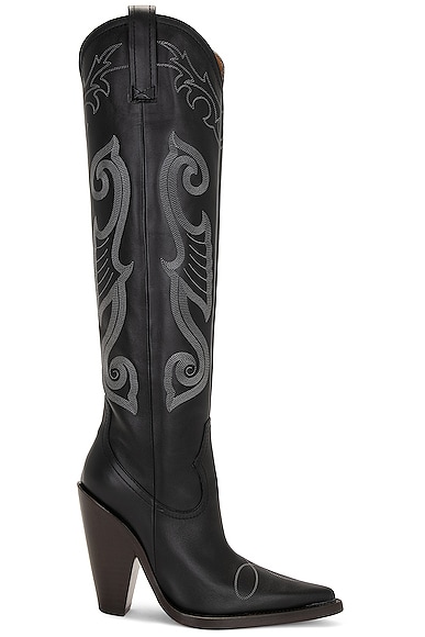 Moschino Jeans Knee High Boot in Fantasy Print Black