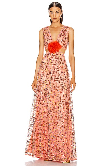 Iridescent Sequin Cut Out Gown