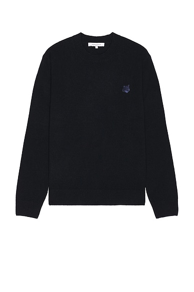 Maison Kitsune Bold Fox Head Patch Regular Sweater in Navy
