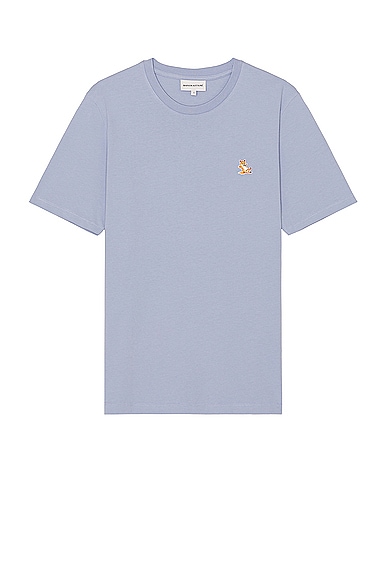 Maison Kitsune Chillax Fox Patch Regular T-shirt in Beat Blue