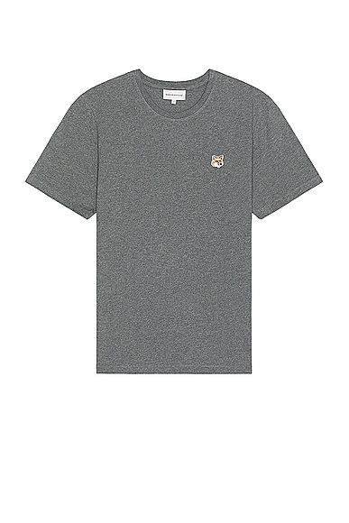 Shop Maison Kitsuné Fox Head Patch Regular T-shirt In Dark Grey Melange