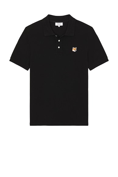 Maison Kitsune Fox Head Patch Regular Polo in Black