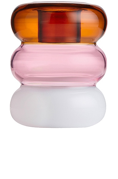 Maison Balzac Petite Pauline Candleholder In Amber  Pink  & White