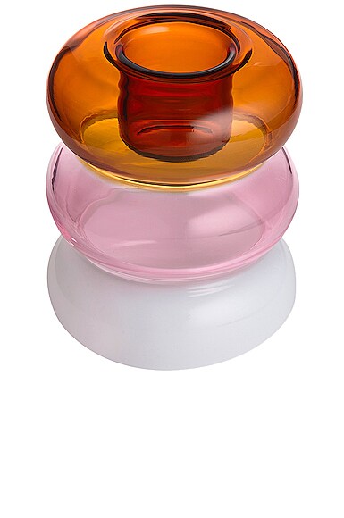 Shop Maison Balzac Petite Pauline Candleholder In Amber  Pink  & White