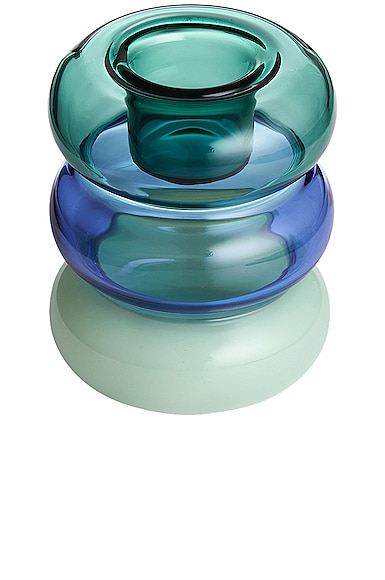 Shop Maison Balzac Petite Pauline Candleholder In Teal  Azure  & Mint