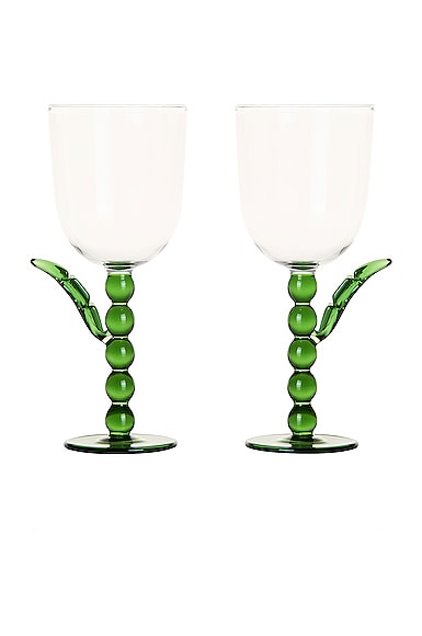MAISON BALZAC X CATHERINE MARTIN PALMIER WINE GLASSES SET OF 2
