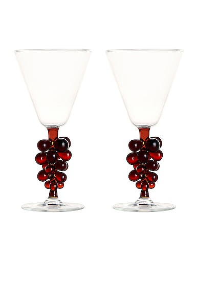 Maison Balzac Bordeaux Wine Glasses Set Of 2 in Clear & Amber
