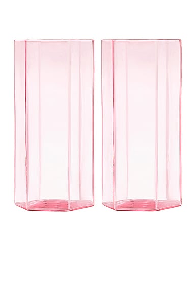 Maison Balzac Coucou Tall Glass Set of 2 in Pink