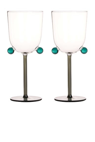 Pompom Wine Glasses Set Of 2