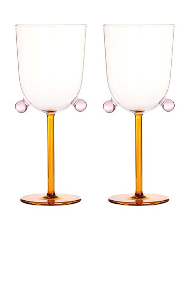 Pompom Wine Glasses Set Of 2