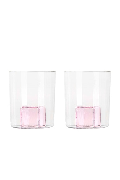 Maison Balzac 2 Pink Ice Gobelets in Clear & Pink