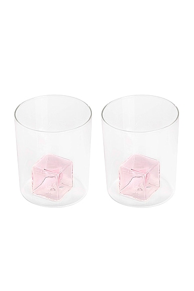 Shop Maison Balzac 2 Pink Ice Gobelets In Clear & Pink
