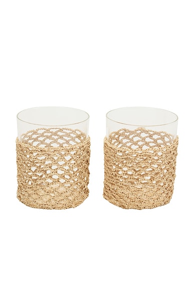 Maison Balzac Palamos Goblets Set Of 2 in Clear & Natural