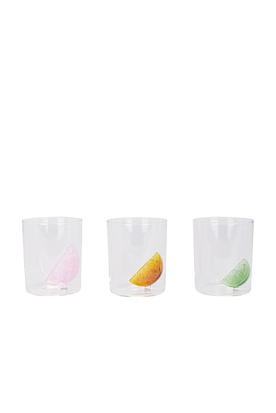 Maison Balzac Citrus Gobelets Set Of 3 in Clear & Multi | FWRD