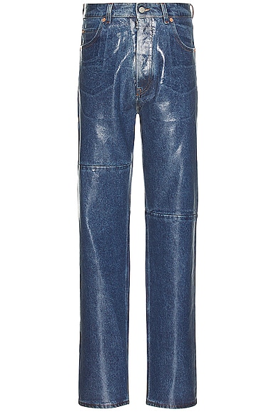Mm6 Maison Margiela Coated 5 Pocket Denim Jean In Medium Indigo