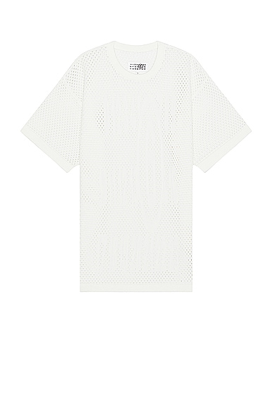 MM6 Maison Margiela Mesh T-Shirt in Off White