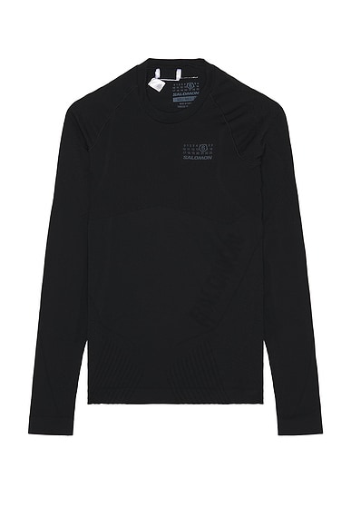 MM6 Maison Margiela x Salomon Long-Sleeved Top in Deep Black