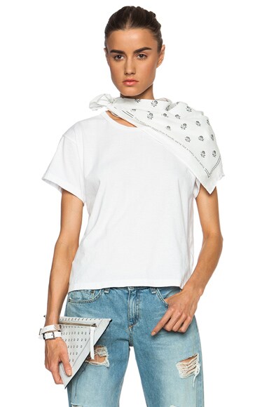 MM6 Maison Margiela Bandana Draped Shoulder Cotton Tee in