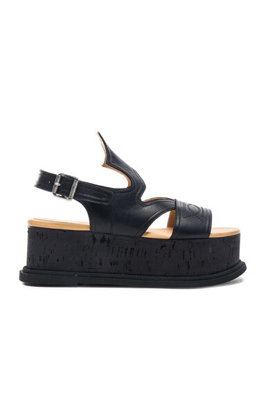 MM6 Maison Margiela Platform Leather Sandals in Black | FWRD
