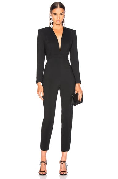 Michelle Mason Jumpsuit With Draped Back in Black | FWRD