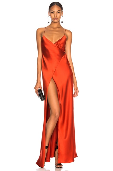 Michelle Mason strappy wrap gown - Grey