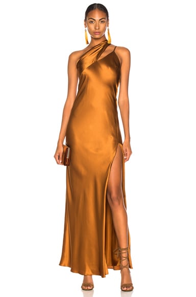 One Shoulder Gown With Tie