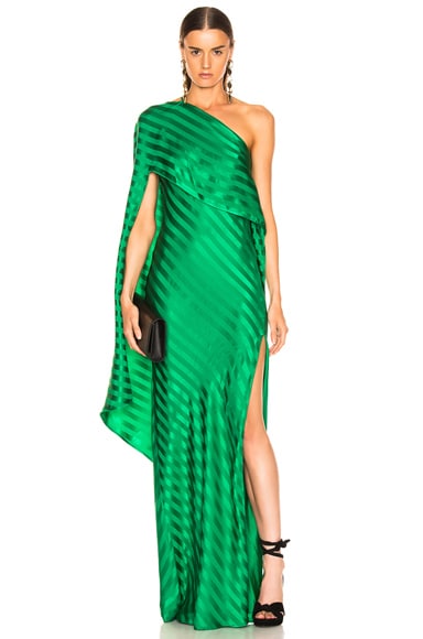michelle mason green wrap dress Strappy wrap gown with cowl