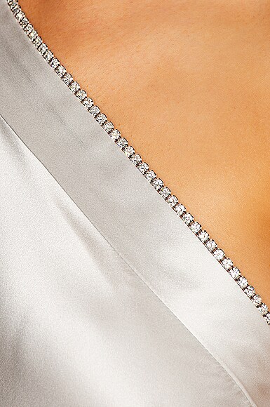 Michelle Mason Crystal Midi Dress In Platinum