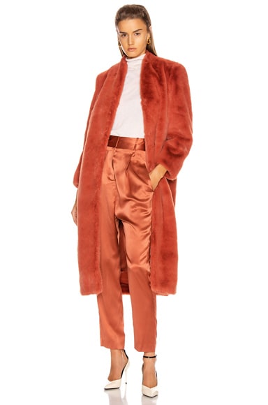 Michelle Mason Faux Fur Coat In Dune