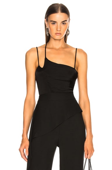 Michelle Mason Gathered Cami Bodysuit in Black | FWRD