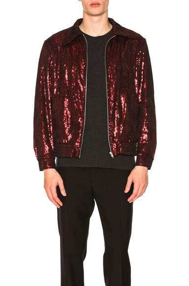 Maison Margiela Full Zip Sequin Jacket in Red | FWRD