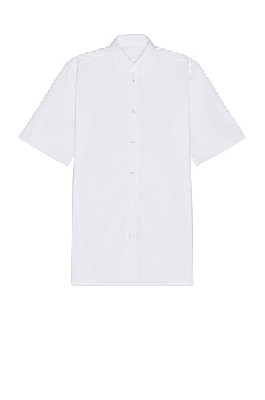 Shop Maison Margiela Popeline Short Sleeve Shirt In White