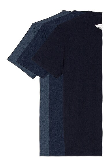 Click to view more detailed imagery on our partner's website Maison Margiela 3 Pack Cotton Jersey In Light-Medium-Dark Indigo
