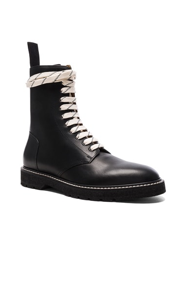 Light Brushed Leather Combat Boots