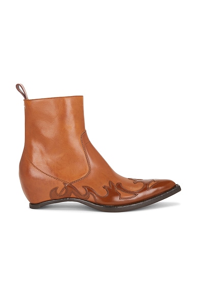 Maison Margiela Heel-less Western Flames Boot H45 in Caramel Cafe