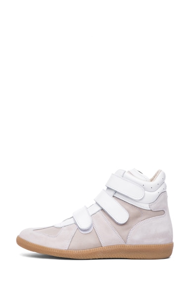 Maison Margiela Leather Velcro Sneaker in White | FWRD