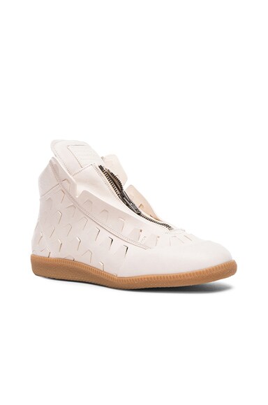 Maison Margiela Gladiator Leather Sneakers in Off White | FWRD